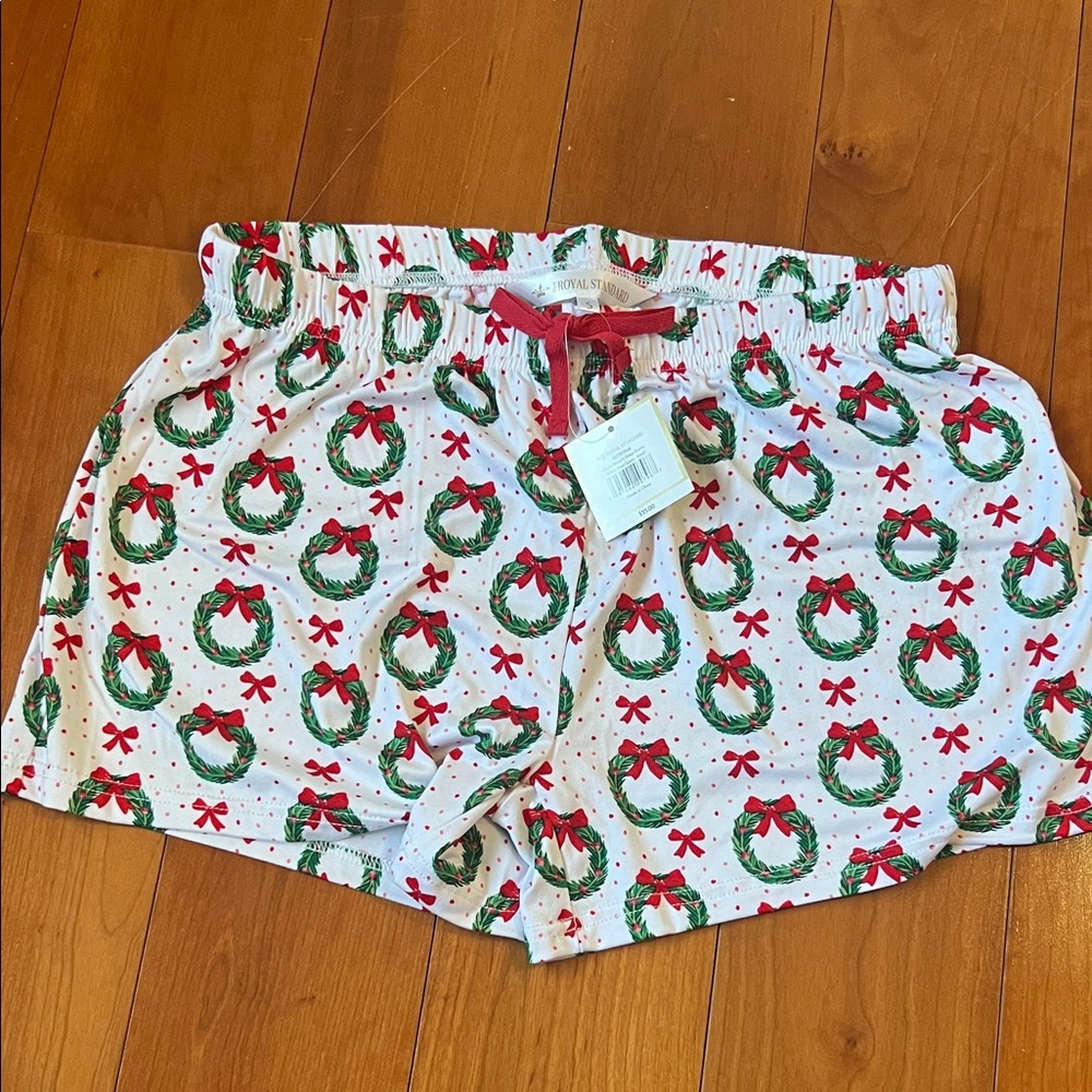 Holiday Wreath Print Pajama Shorts